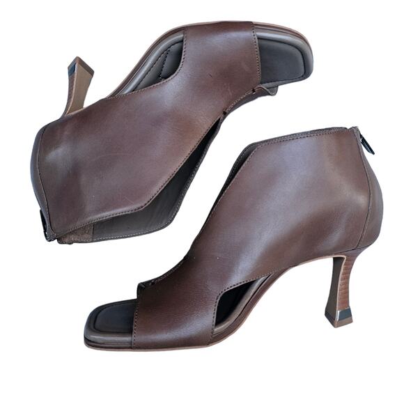 Square Toe Ankle Bootie Brown Leather Vince Camuto Jesilia Split Vamp Size 7.5 - Picture 12 of 12